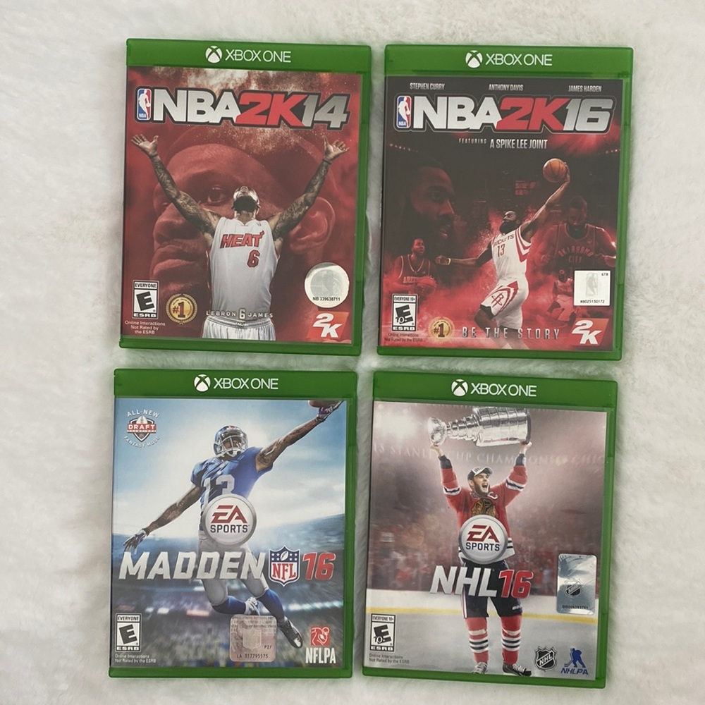 Xbox one sports games (NBA 2K14, NBA 2K16, Madden 16, NHL 16)